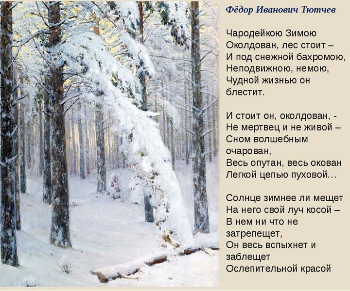 Стих тютчева про зиму. Фёдор Иванович Тютчев Чародейкою зимою. Крыжицкий лес зимой.